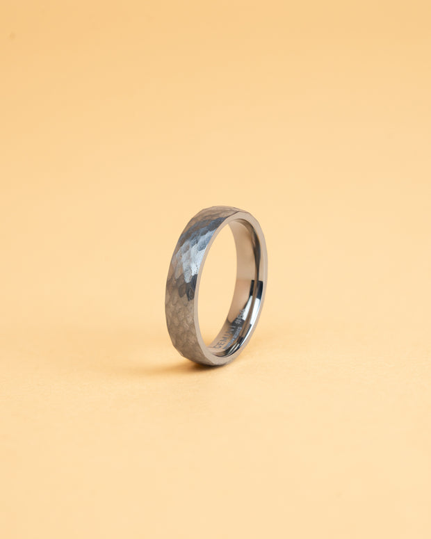 5mm Titanium ring with faceted grey finish