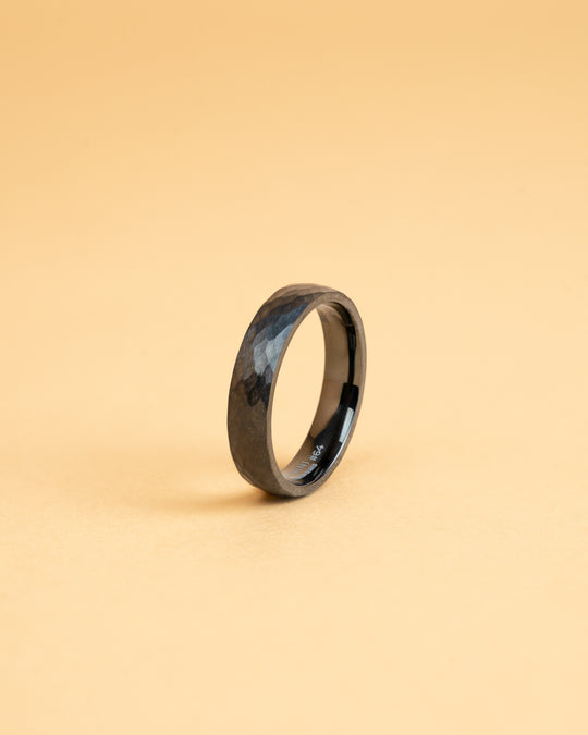 5mm Titanium ring with faceted black finish