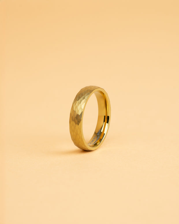 5mm Titanium ring with faceted gold finish
