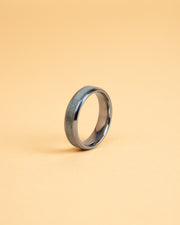 Bague en Titane de 6mm argenté avec pierre Larvikite