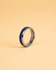 6mm Silver Titanium ring with Lapis Lazuli stone