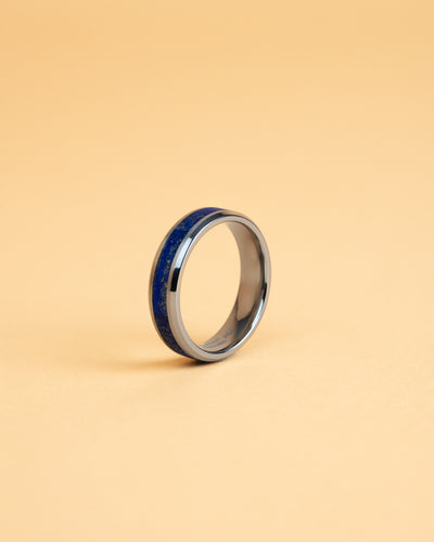 6 mm Silber-Titanring mit Lapislazuli-Stein