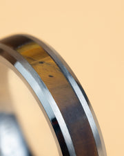 6mm Silver Titanium ring with Tiger Eye stone