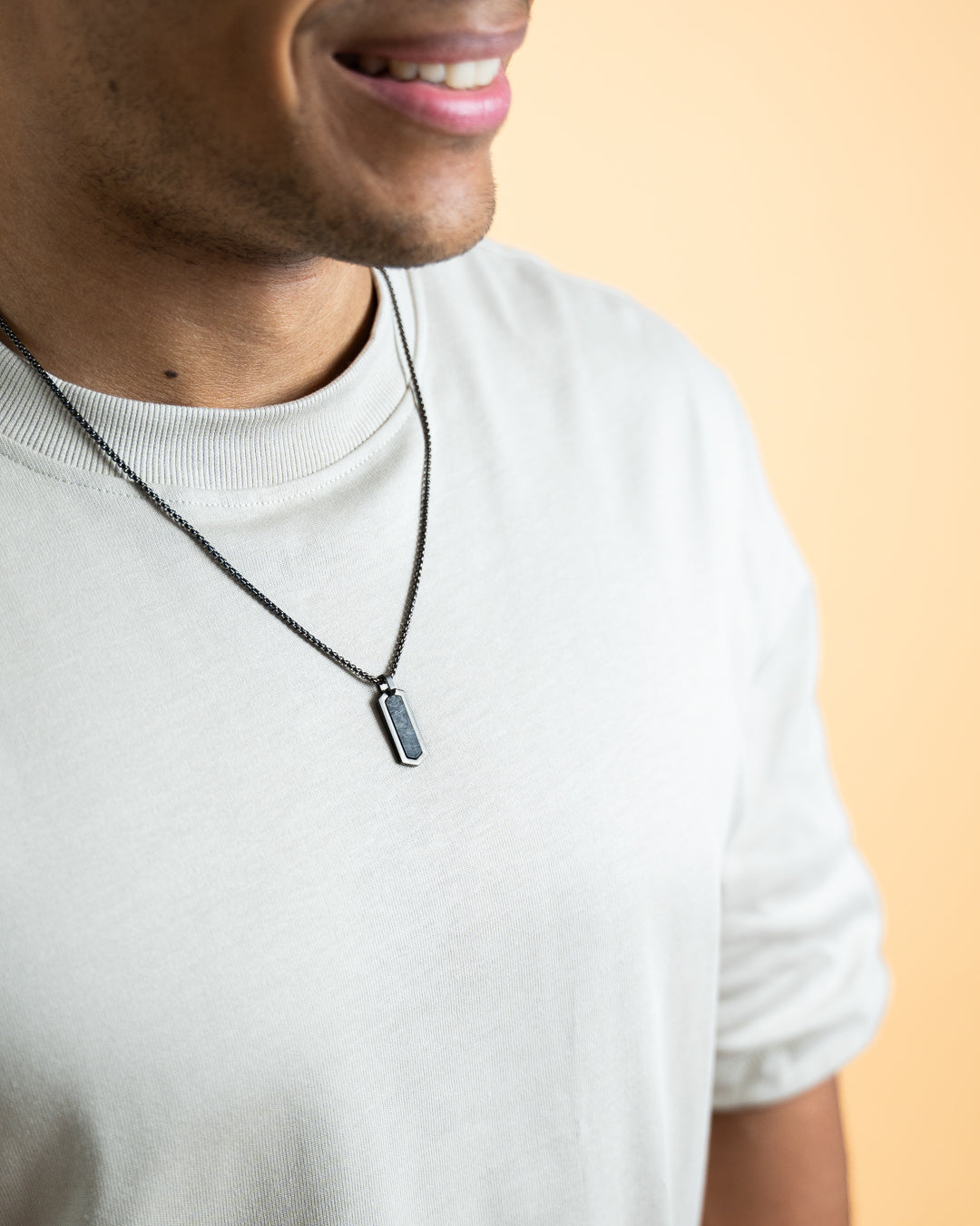 Black stainless steel necklace with a forger carbon finish