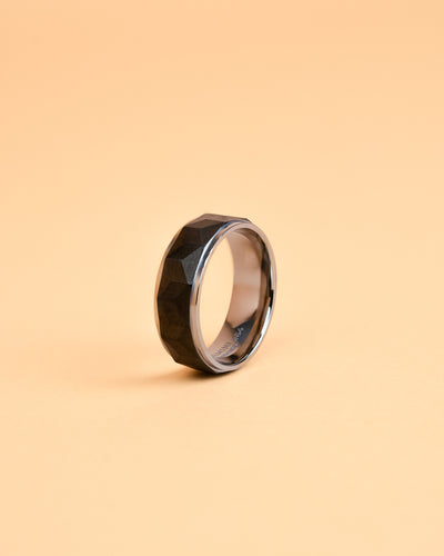 8mm Titanium ring with silver & black finish