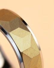 8 mm titanium ring met zilverkleurige en goudkleurige afwerking