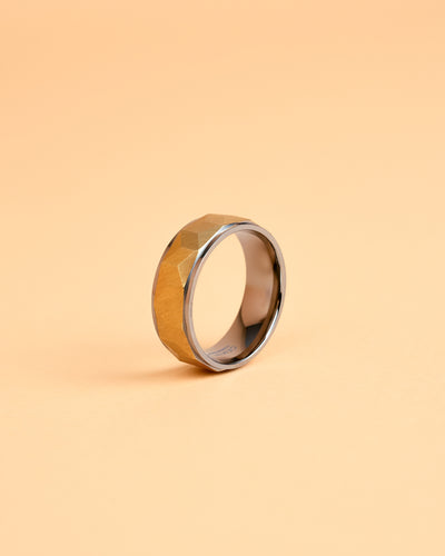 8 mm titanium ring met zilverkleurige en goudkleurige afwerking