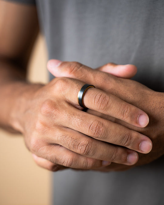 Two-toned titanium ring