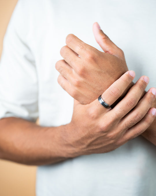 Two-toned titanium ring