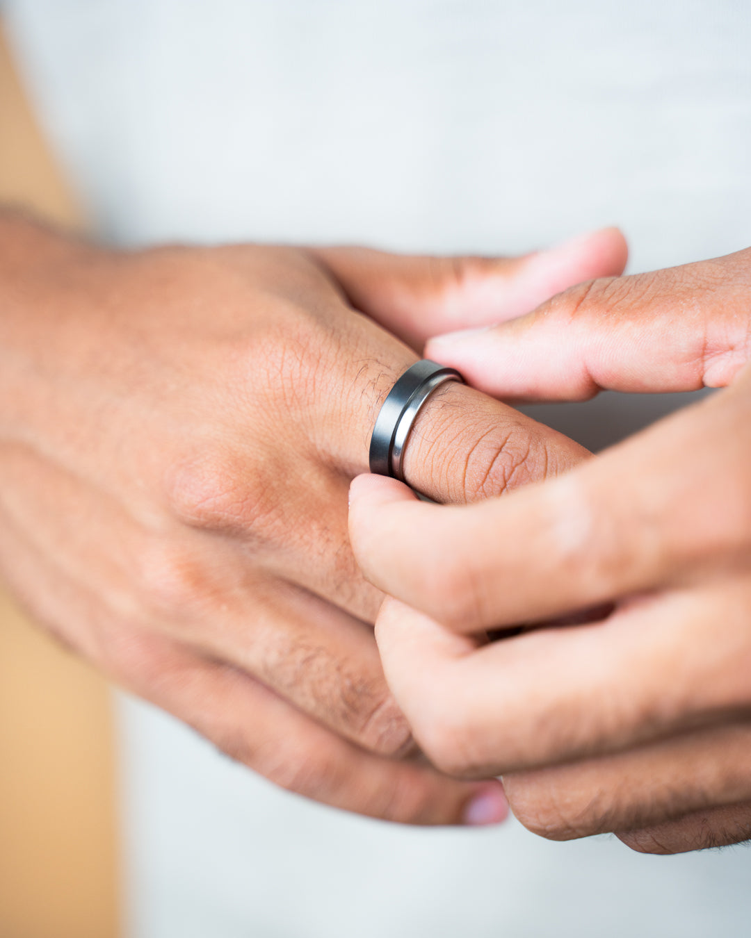 Two-toned titanium ring