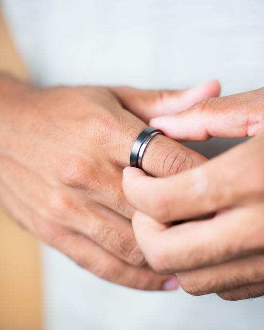 Two-toned titanium ring