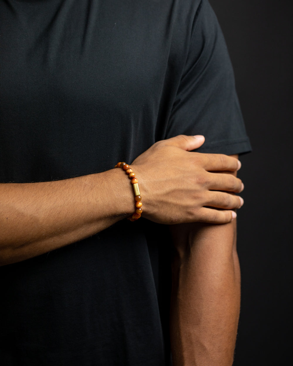 8mm Bracelet with orange Tiger Eye stone