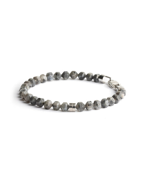 Bracelet with 6mm Larvikite stone and titanium element – Gemini Official