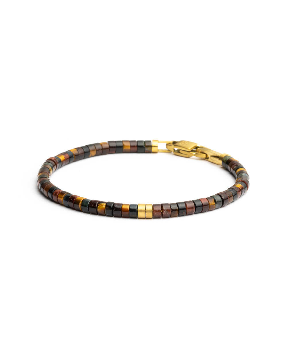 2mm Bracelet with mixed Tiger Eye stones and titanium element