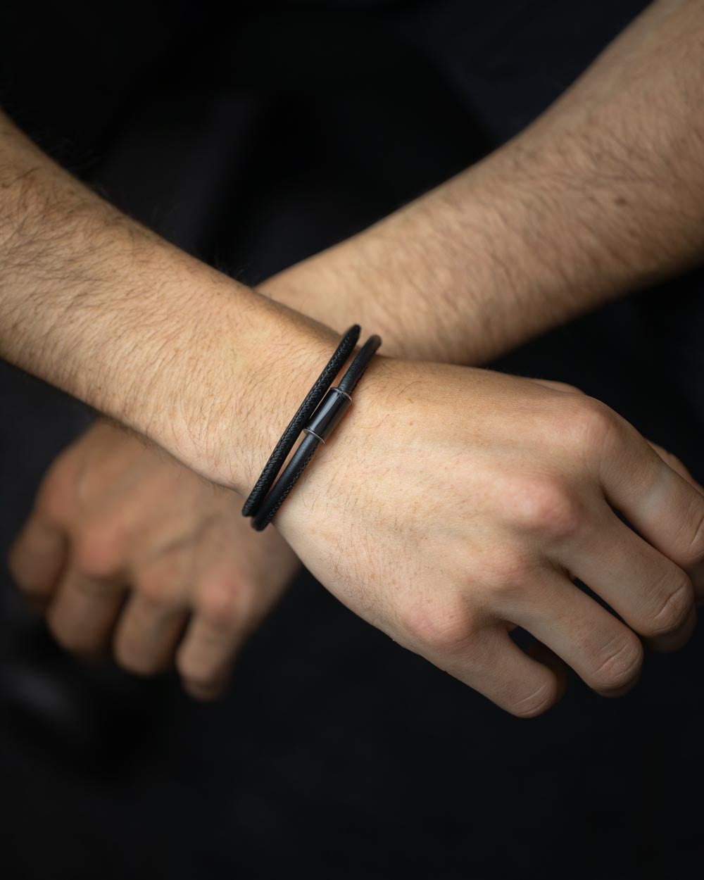 4mm Nappa leather bracelet with custom Onyx stone